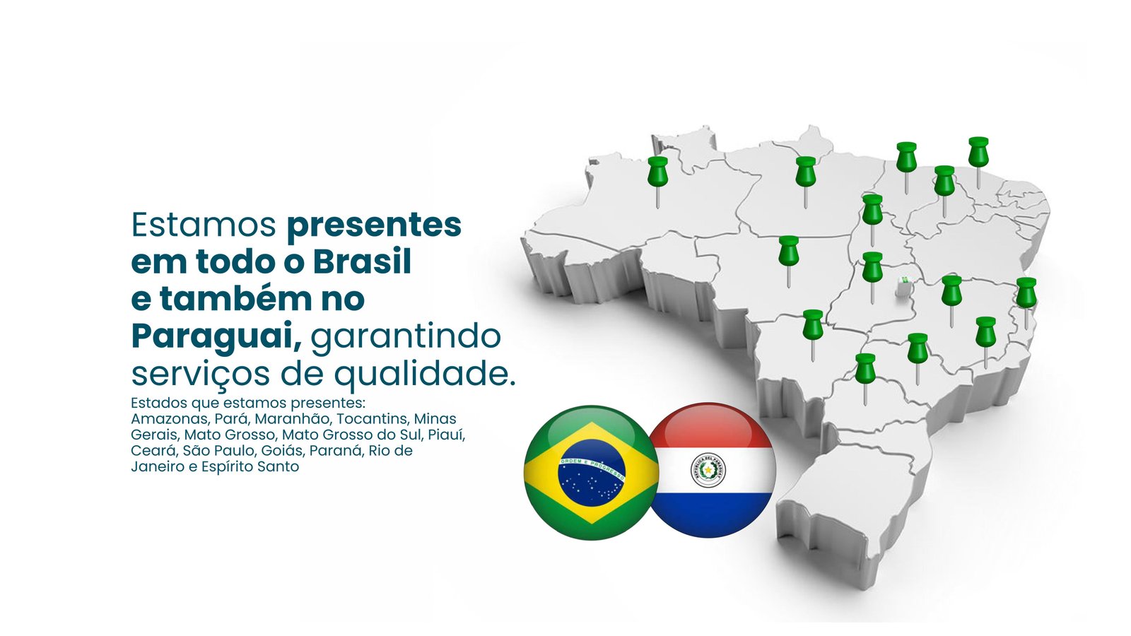 Mapa de atuação Brasil e Paraguai